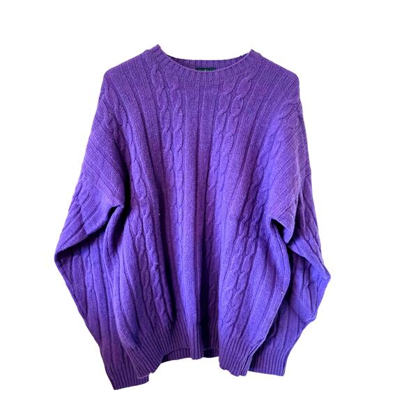Vintage Woodward Womens Cable Knit Wool Sweater Size Large Purple - Picture 1 of 3